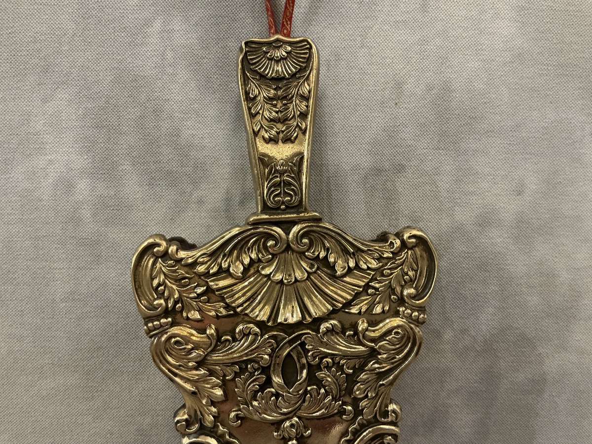 Soufflet de cheminée ancien en laiton poli d’époque  début 19 ème. -photo-3