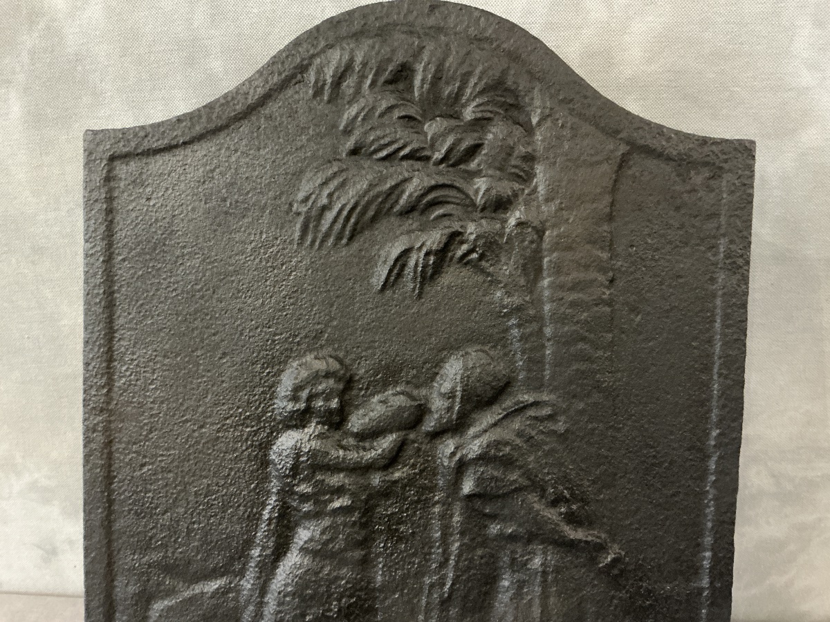 Petite plaque de cheminée ancien en fonte d’époque début 19 ème -photo-3