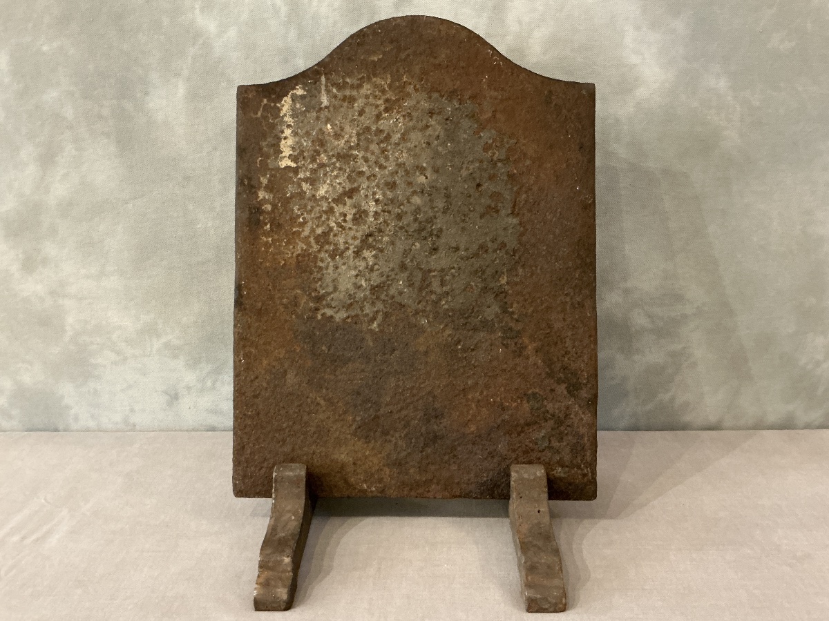 Petite plaque de cheminée ancien en fonte d’époque début 19 ème -photo-1