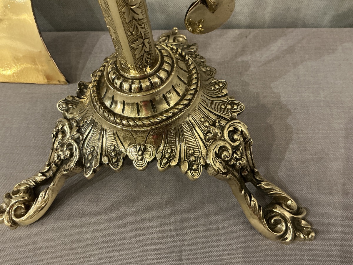 Serviteur de cheminée ancien 5 pièces d’époque 19 ème en laiton -photo-5