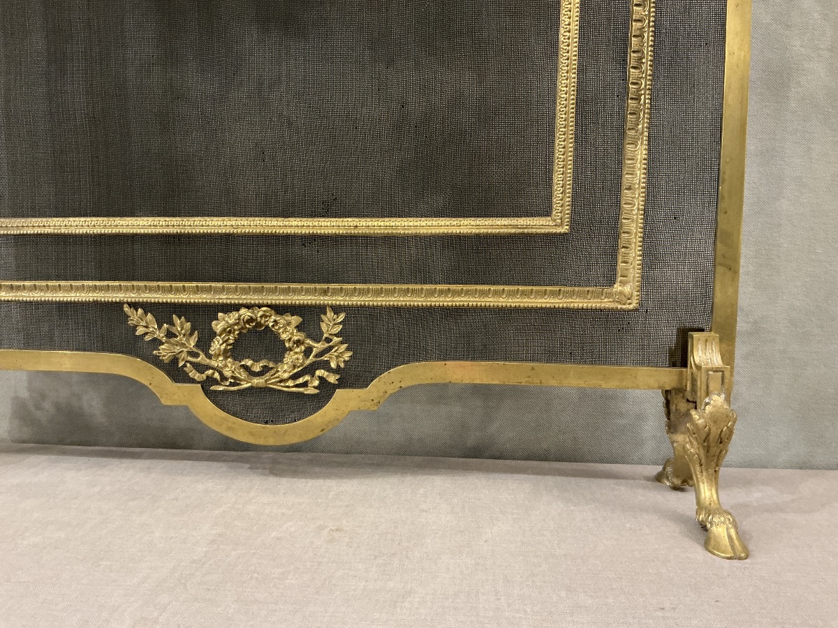 Écran de cheminée en bronze d’époque 19 ème de style Louis XVI -photo-2