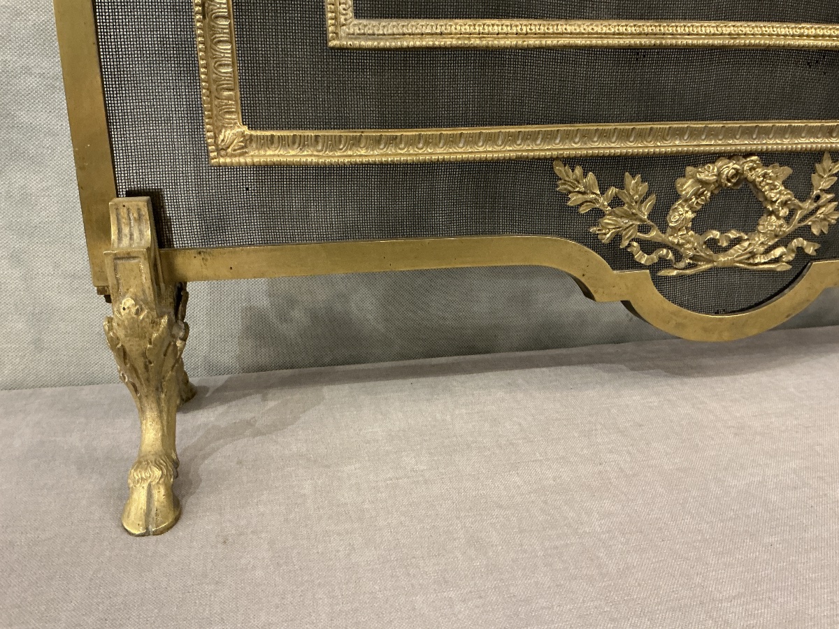 Écran de cheminée en bronze d’époque 19 ème de style Louis XVI -photo-2