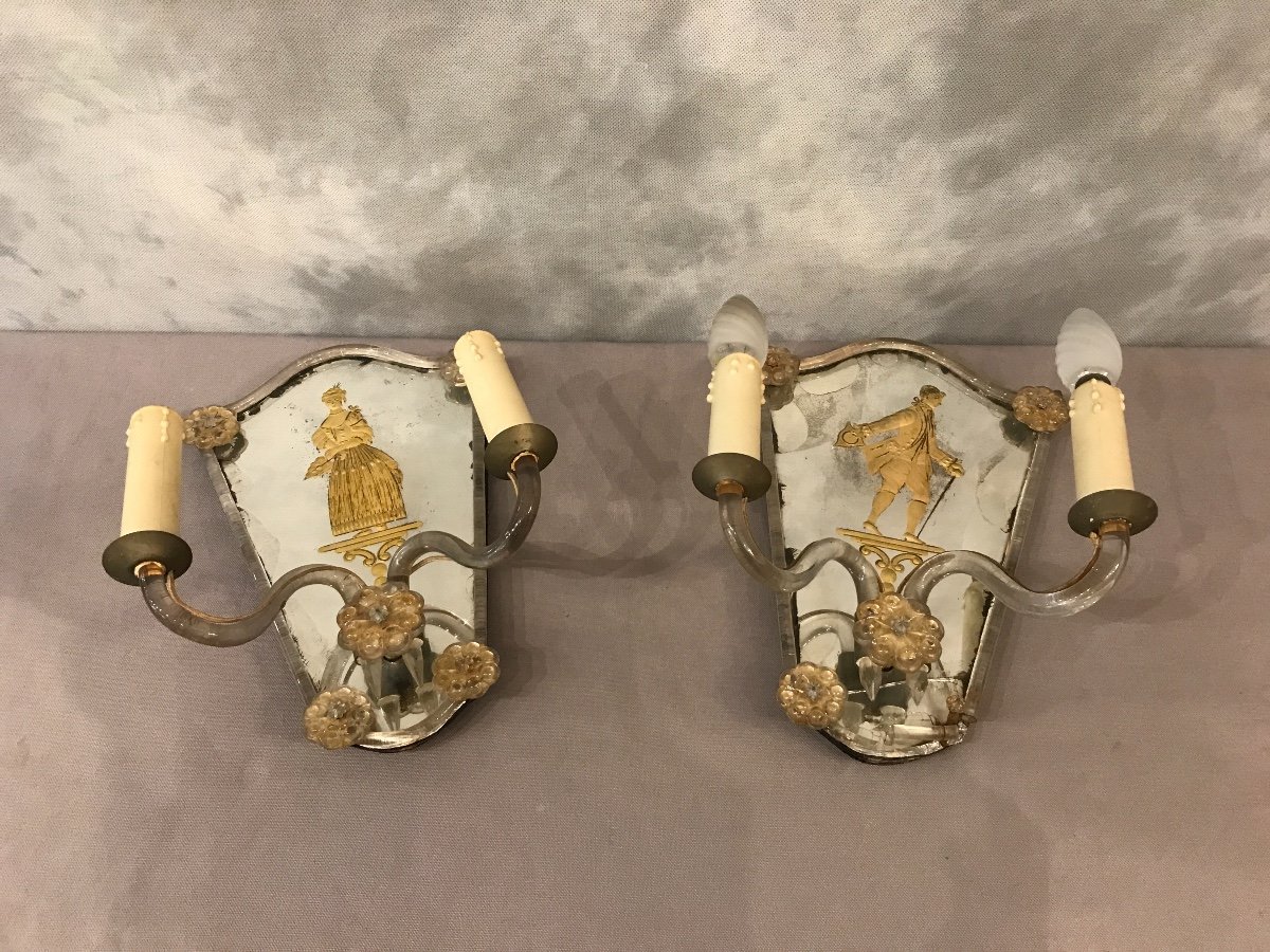 Pair Of Wall Glass From Venice-photo-2