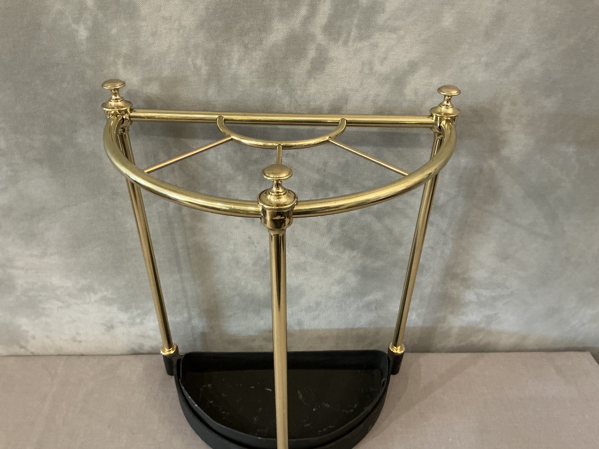 Porte parapluies en laiton d’époque fin 19 ème demi-cercle-photo-4