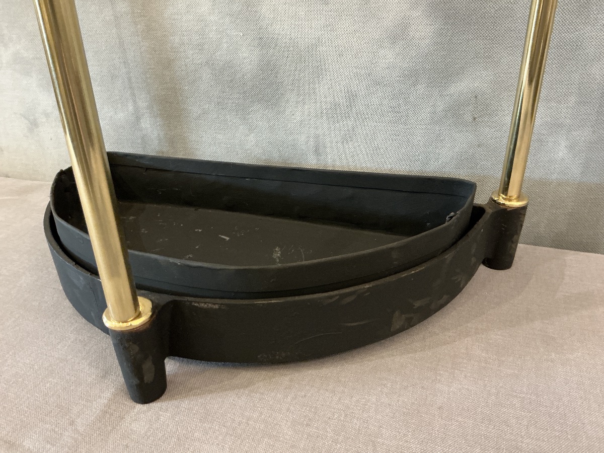 Porte parapluies en laiton d’époque fin 19 ème demi-cercle-photo-2