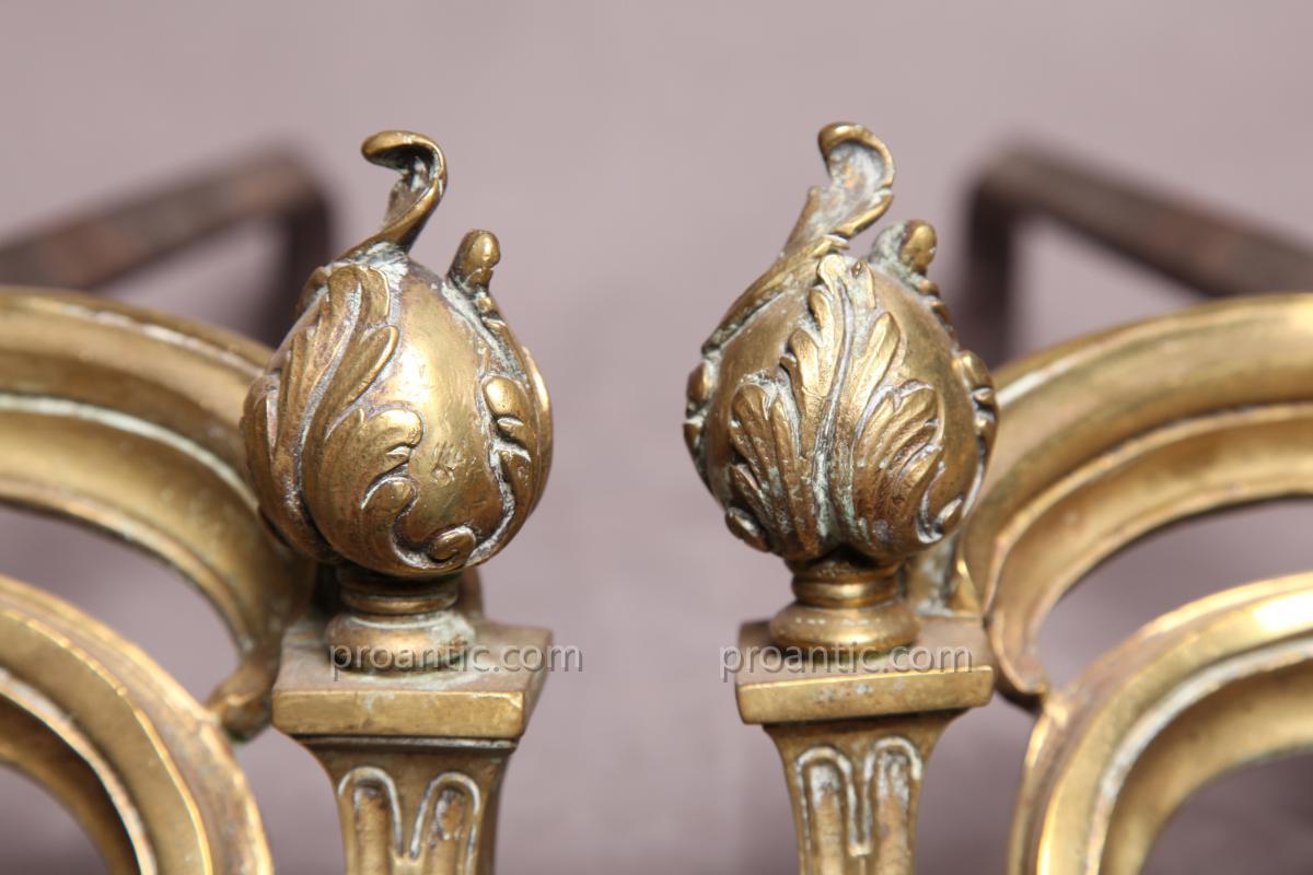 Paire De Chenets anciens En Bronze d'époque 19ème Napoléon III-photo-2