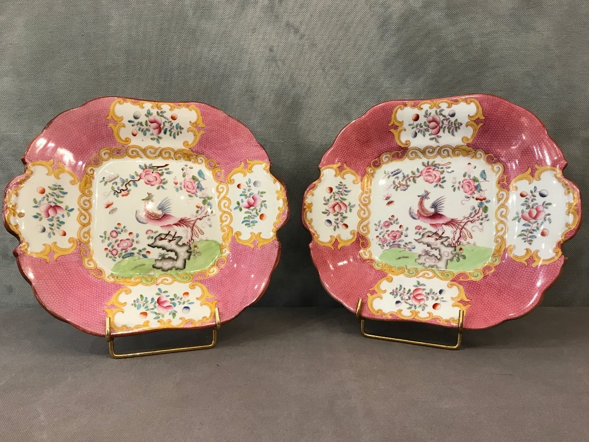 Paire De Plats à Gâteaux En Porcelaine De Minton