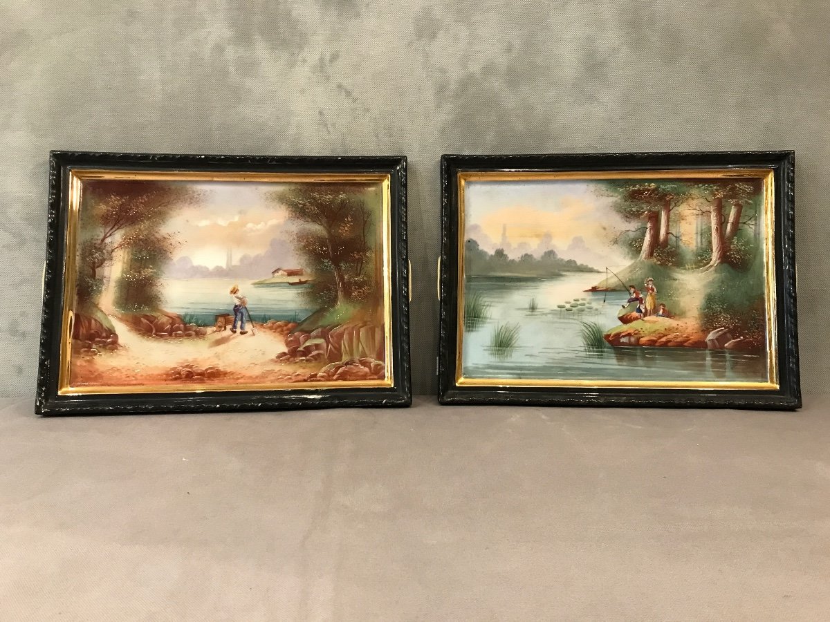 Pair Of Tables On Painted Porcelain 19th