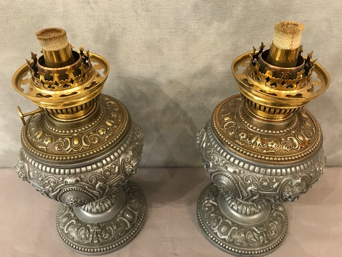 Pair Of Oil Lamps 19th-photo-4