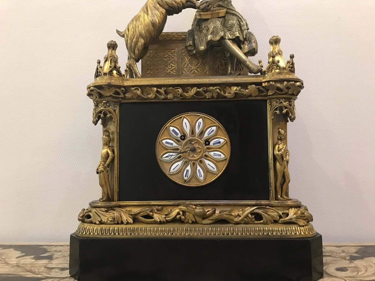 Pendule En Bronze Et Marbre d'époque 19ème-photo-2