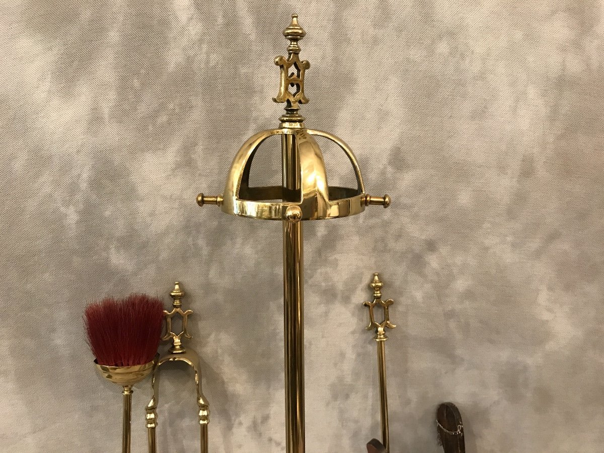 19th Century Brass Chimney Set 4 Pieces-photo-1