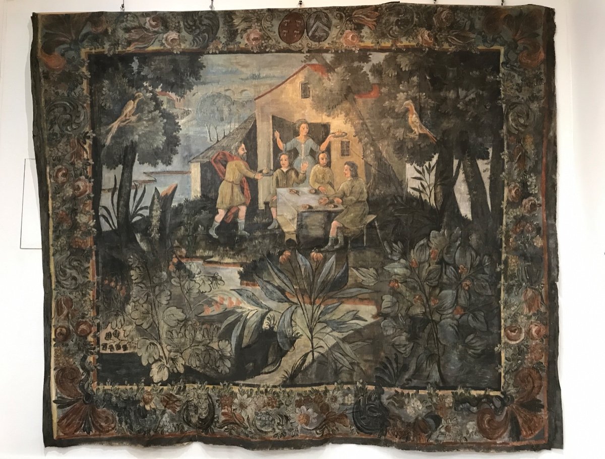 Painted Canvas From The 17th Century