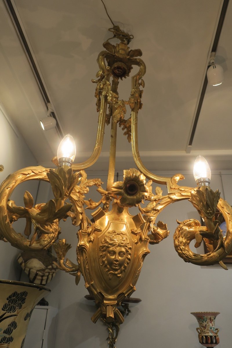 Gros Lustre En Bronze Doré 19ème-photo-2