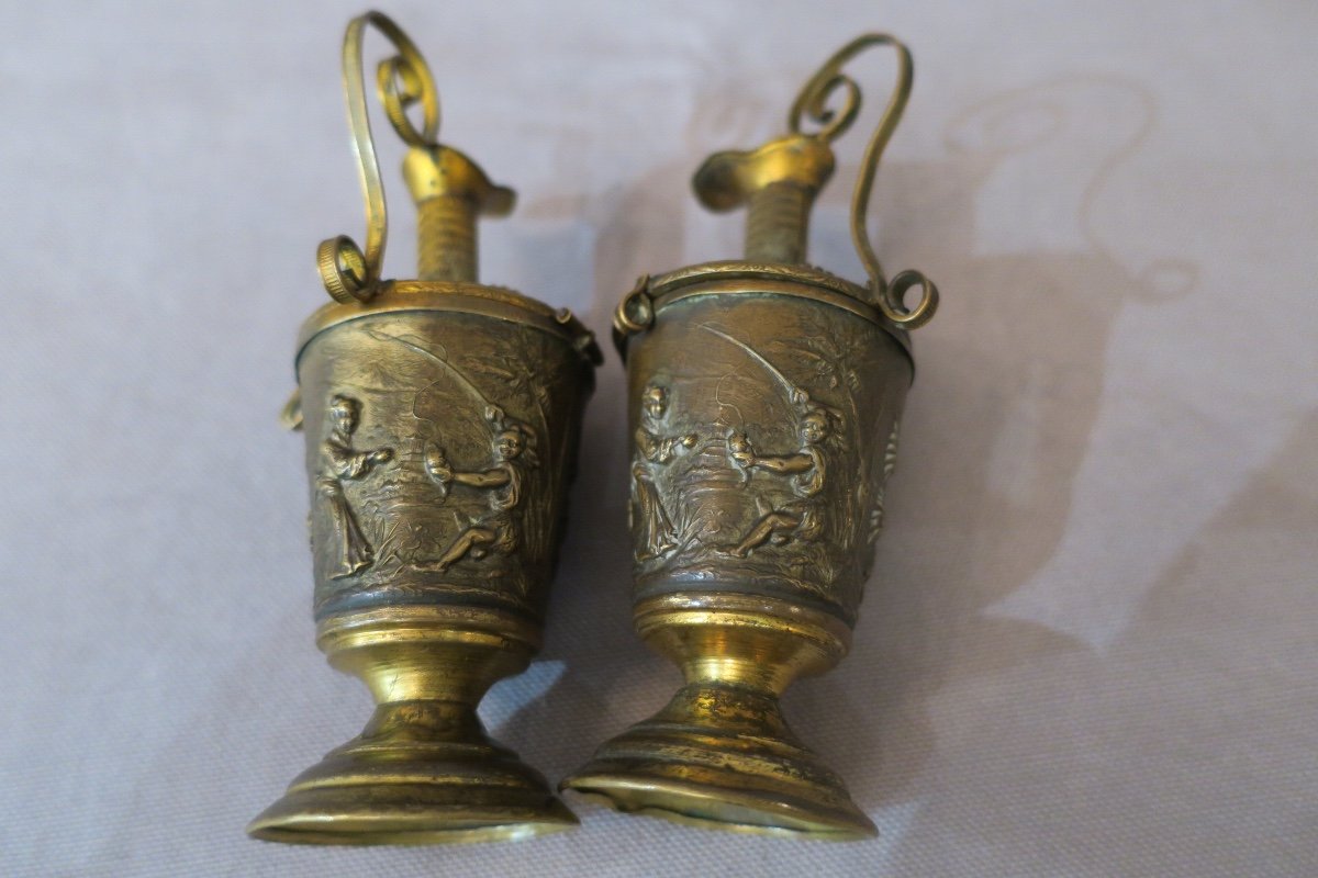 Pair Of Brass Amphora 19th Time-photo-4