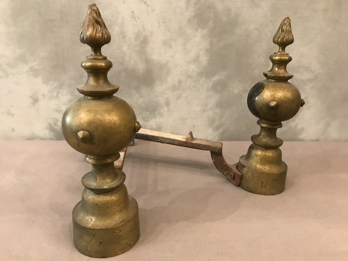 Pair Of Chenets Louis Philippe Brass 19th-photo-4