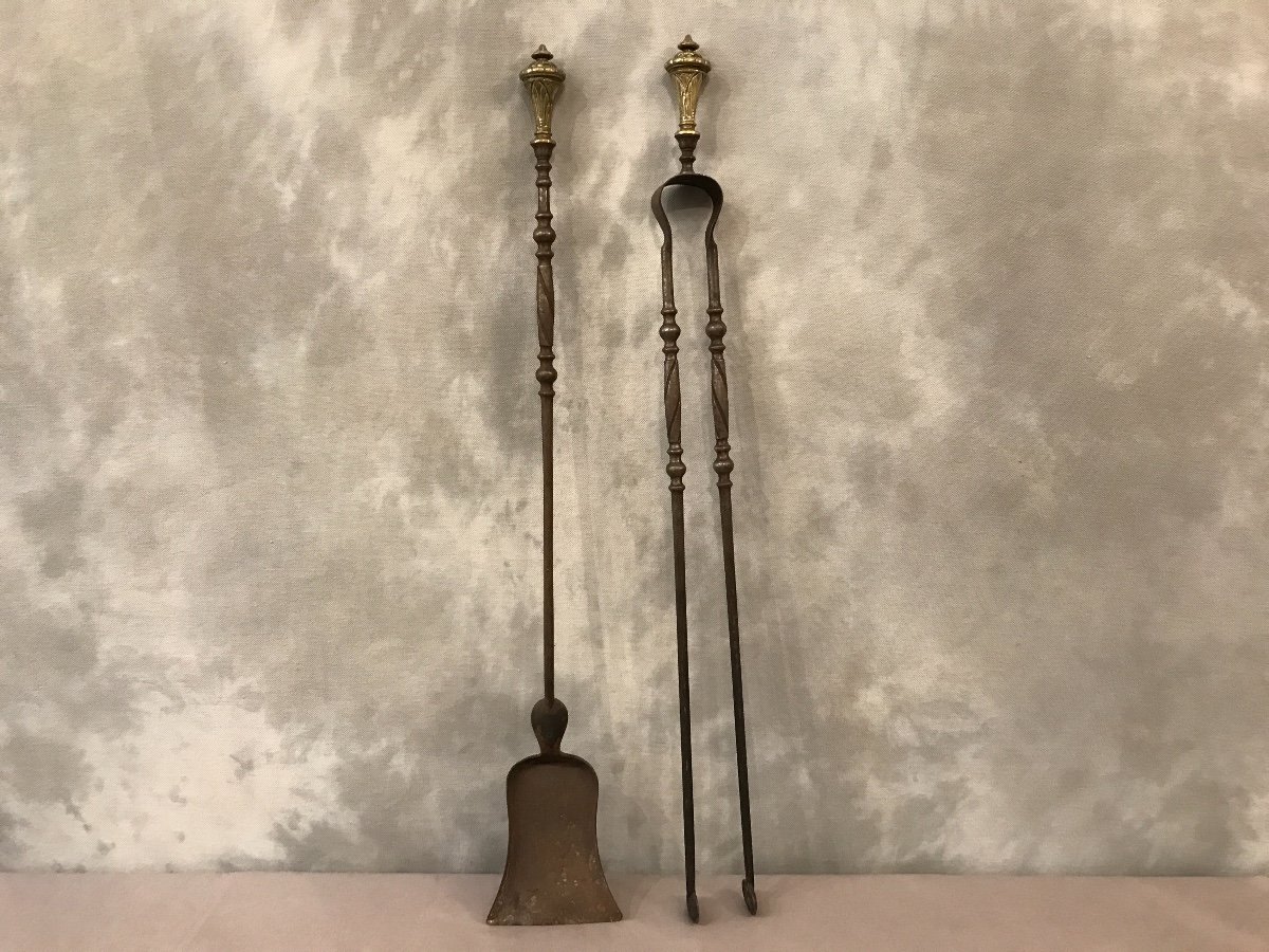 Shovel And Clamp In Iron And Bronze 19th Time