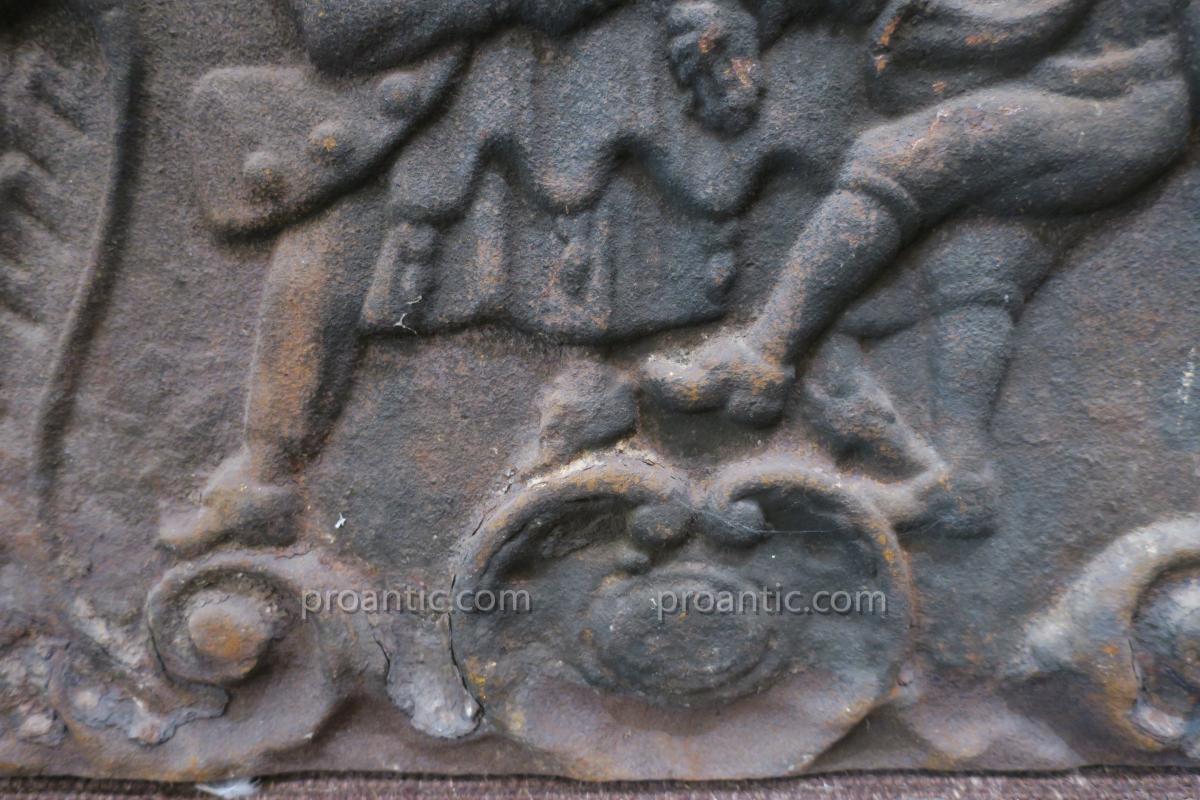 Fireplace Plate Cast Iron Late 19th Time-photo-3