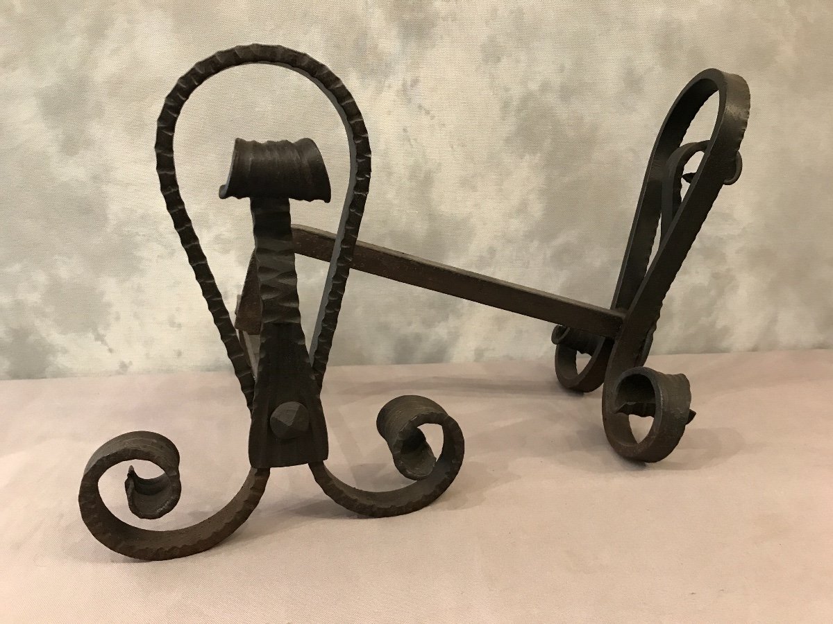 Pair Of Art Nouveau Andirons In Working Iron.-photo-2