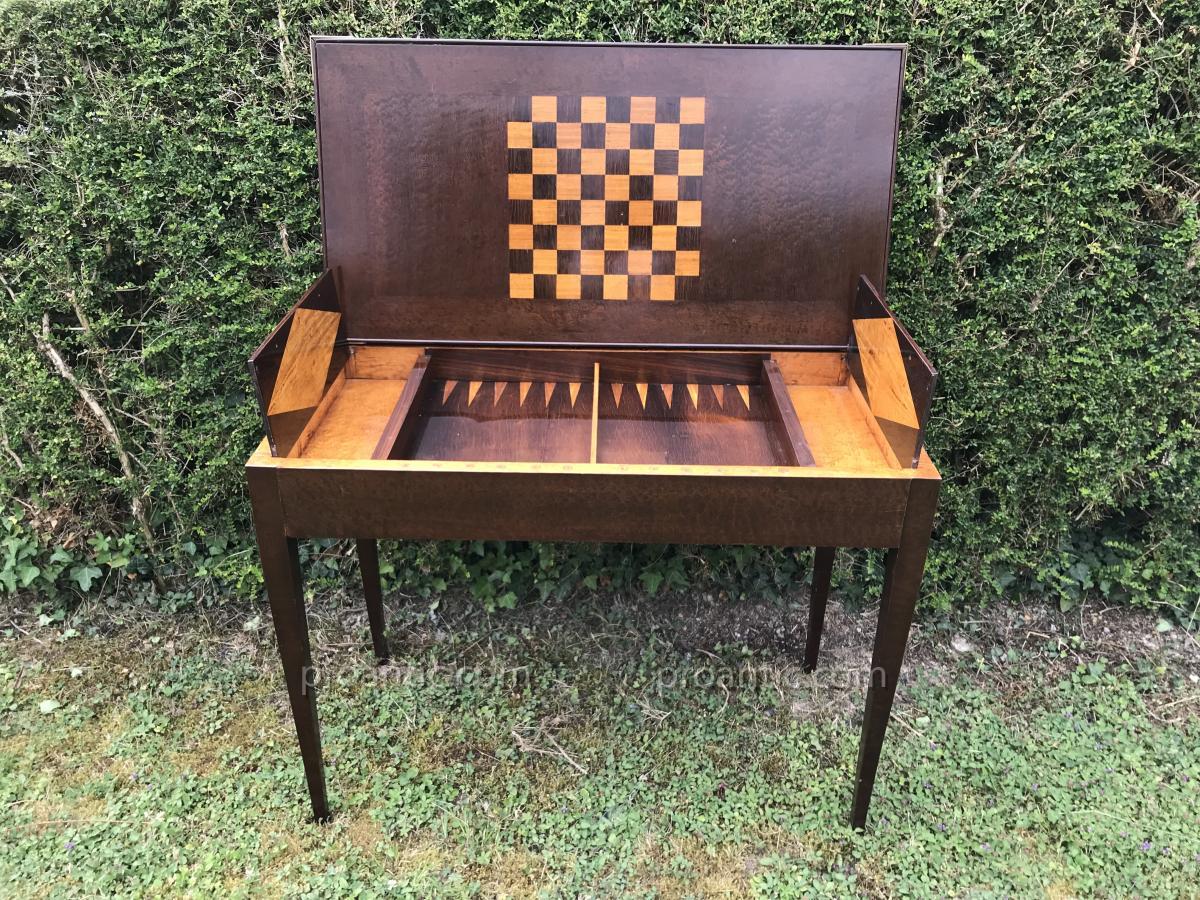 Tric-trac Game Table Marquetry Period Late 19th-photo-1