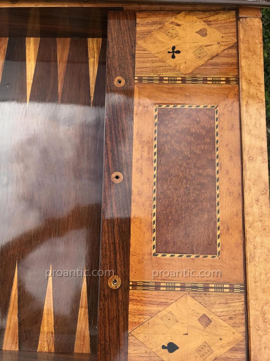 Tric-trac Game Table Marquetry Period Late 19th-photo-8