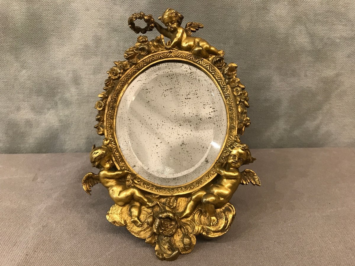 Small Mirror In Gilt Bronze 19th Time