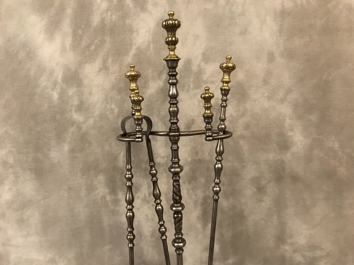 19th Century Fireplace Servant In Iron And Bronze-photo-1