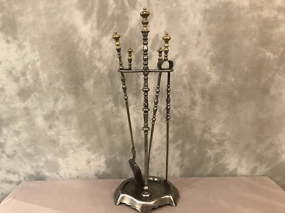 19th Century Fireplace Servant In Iron And Bronze-photo-2
