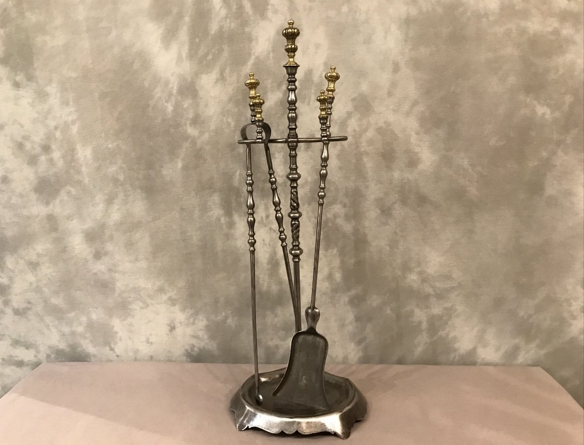 19th Century Fireplace Servant In Iron And Bronze