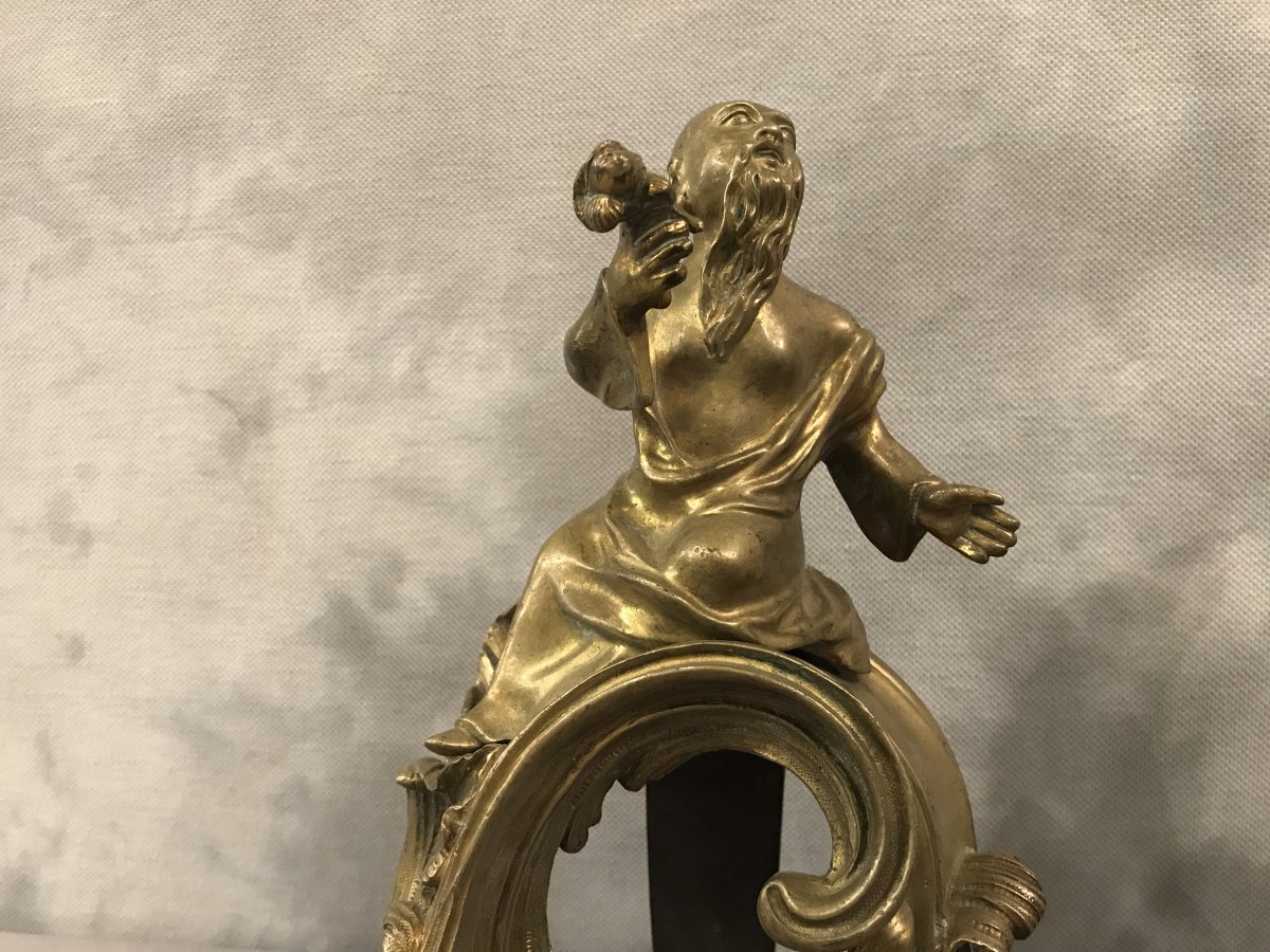 Chenets Aux Chinois En Bronze D’époque 18ème-photo-3