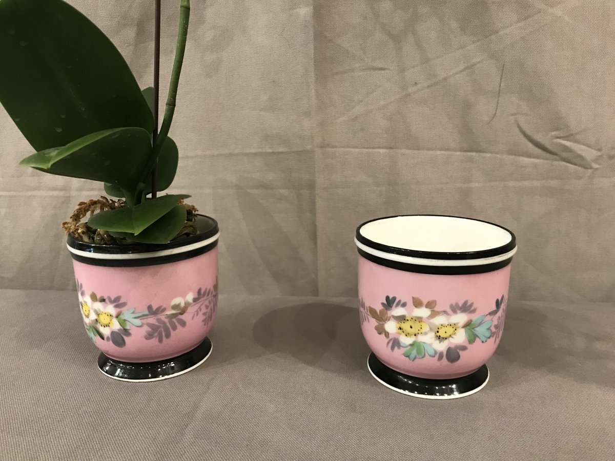 Pair Of Mini Pots In Vintage Porcelain 19th-photo-4