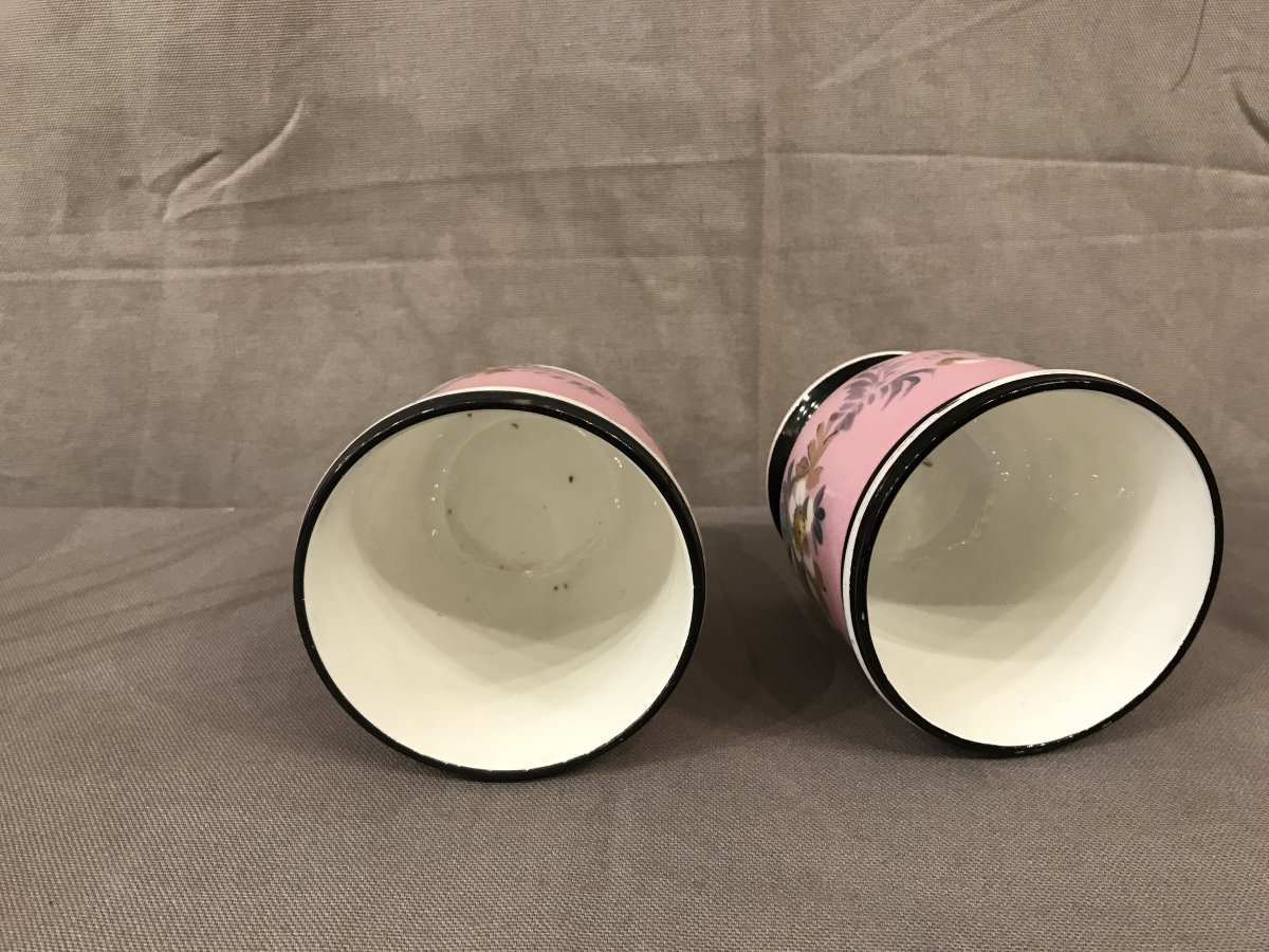Pair Of Mini Pots In Vintage Porcelain 19th-photo-3