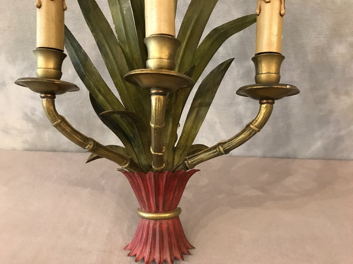 Baguès Bamboo Painted Iron Wall Lamp-photo-3