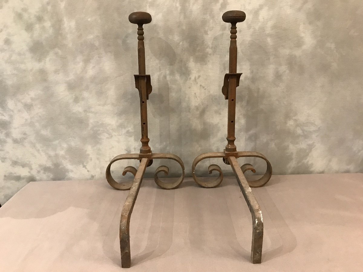 Rustic Iron Andirons Period Late 19th-photo-1