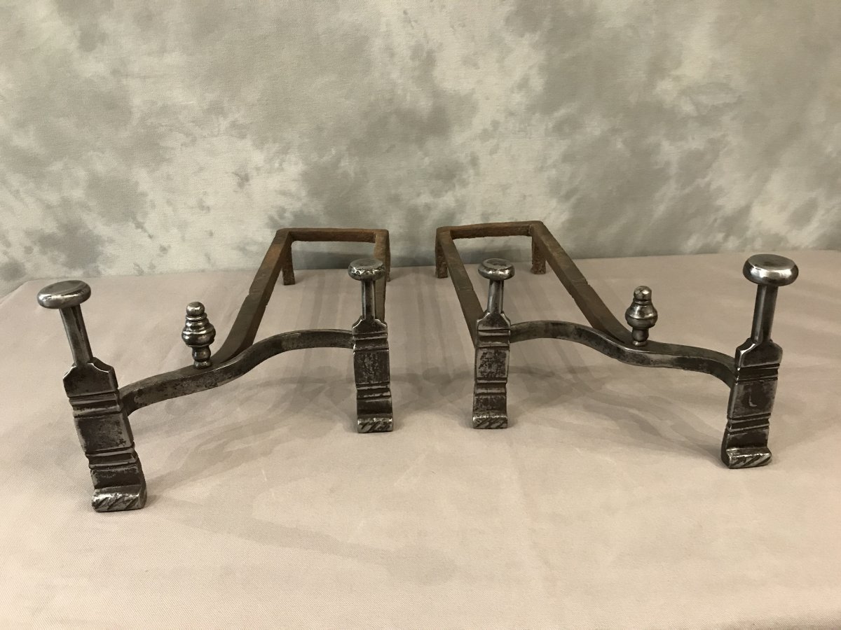 Pair Of 18th Century Iron Andirons-photo-3