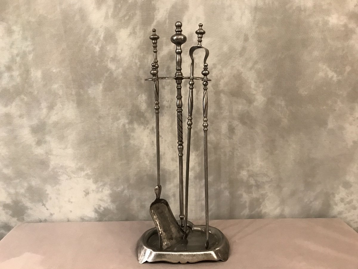19th Century Iron Fireplace Servant Including A Shovel And A Tongs