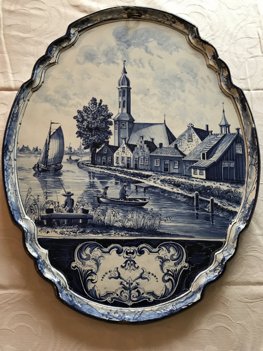 Plaque Décorative En Faïence De Delft D’époque 19ème 