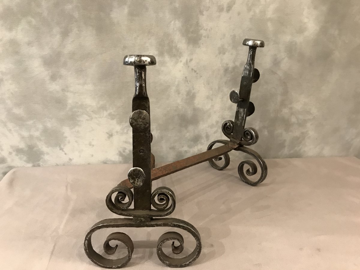 Pair Of 18th Century Iron Andirons-photo-4