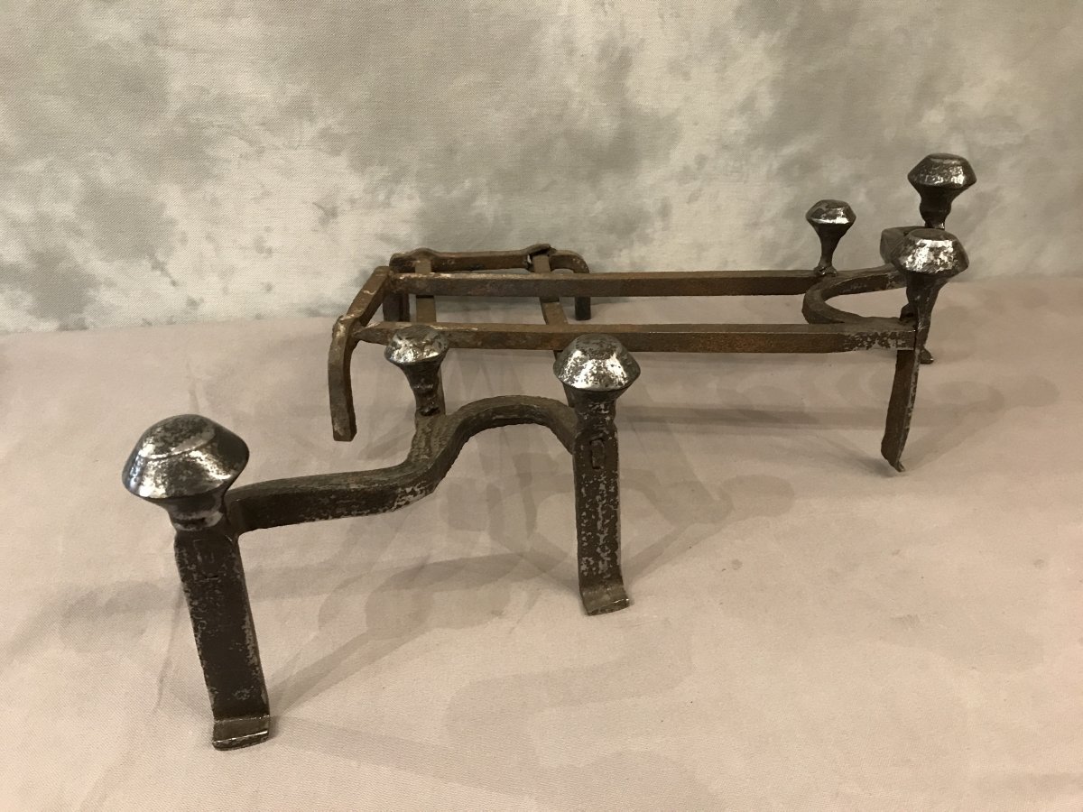 Pair Of 18th Century Wrought Iron Andirons-photo-1