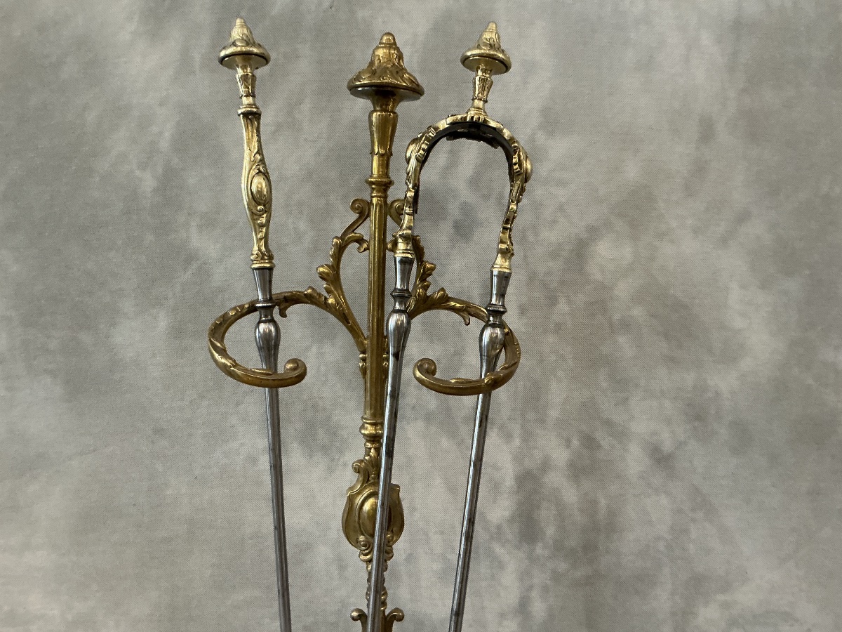 19th Century Bronze And Iron Fireplace Servant-photo-2