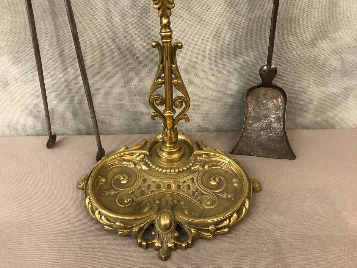 19th Century Bronze And Iron Fireplace Servant-photo-2