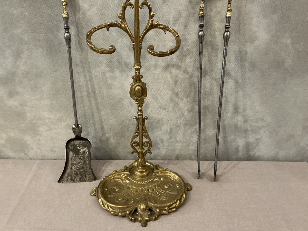 19th Century Bronze And Iron Fireplace Servant-photo-1