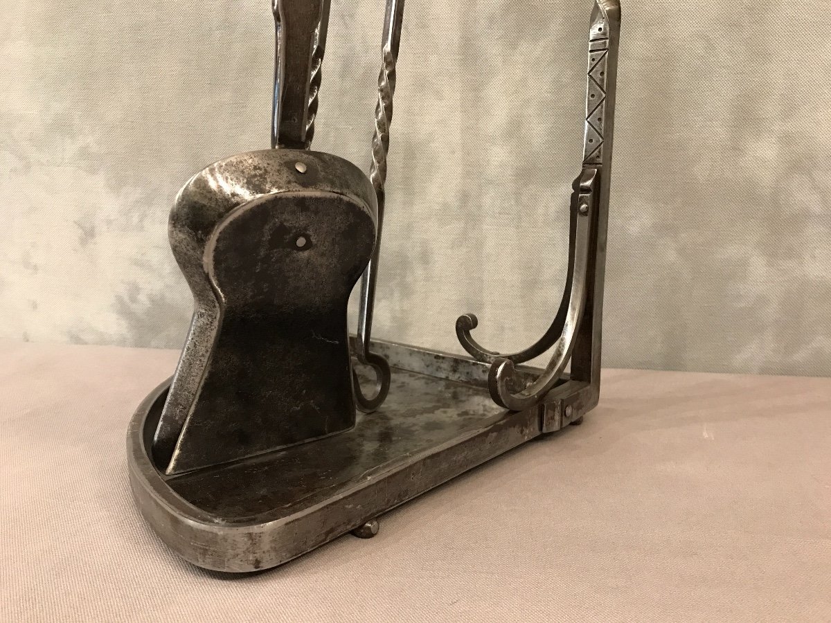 Copper Ball Iron Fireplace Servant From 1900-photo-3