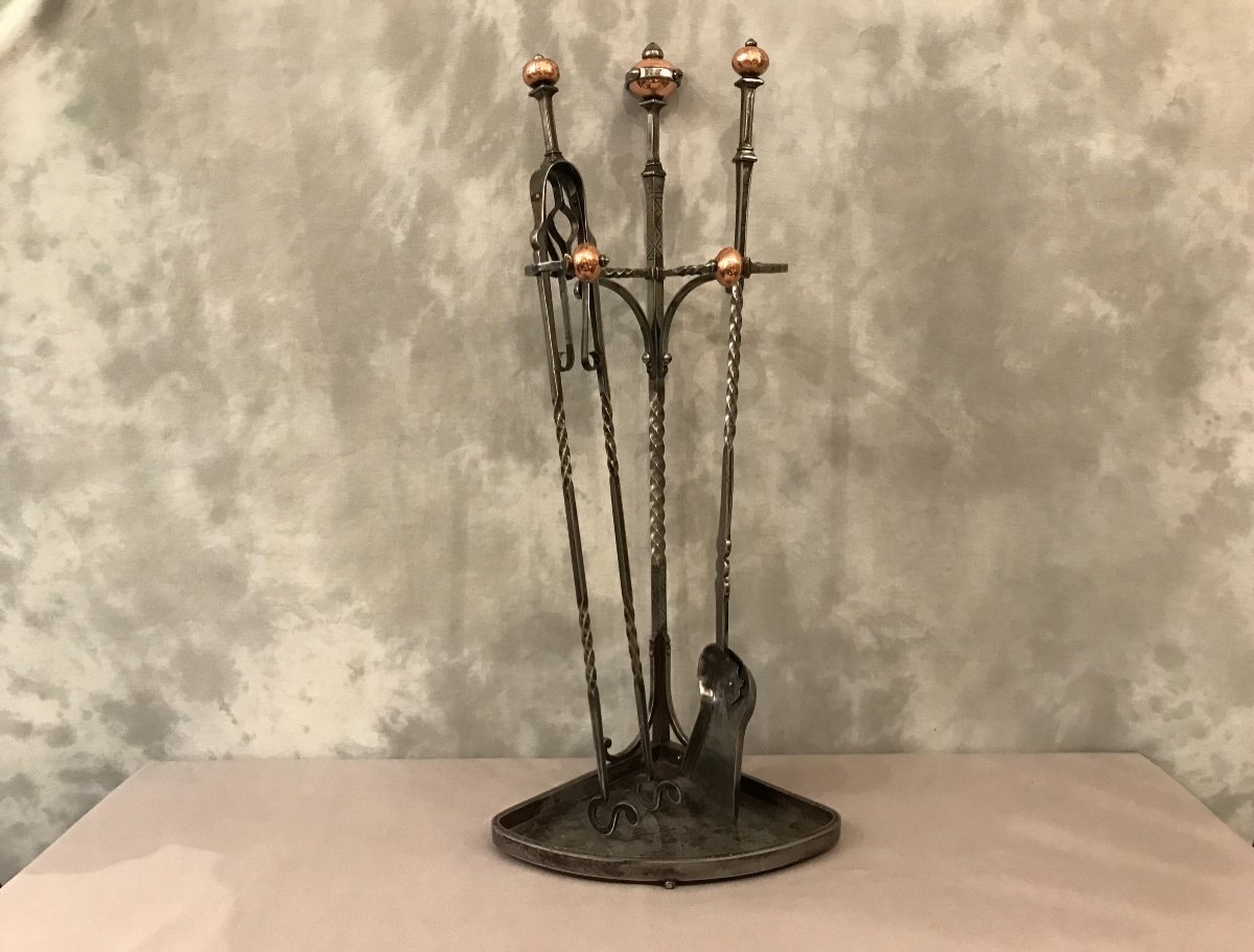 Copper Ball Iron Fireplace Servant From 1900