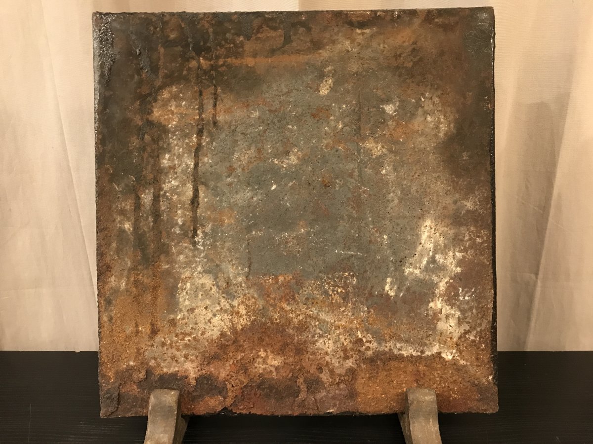 Antique 19th Century Cast Iron Fireplace Plate-photo-4