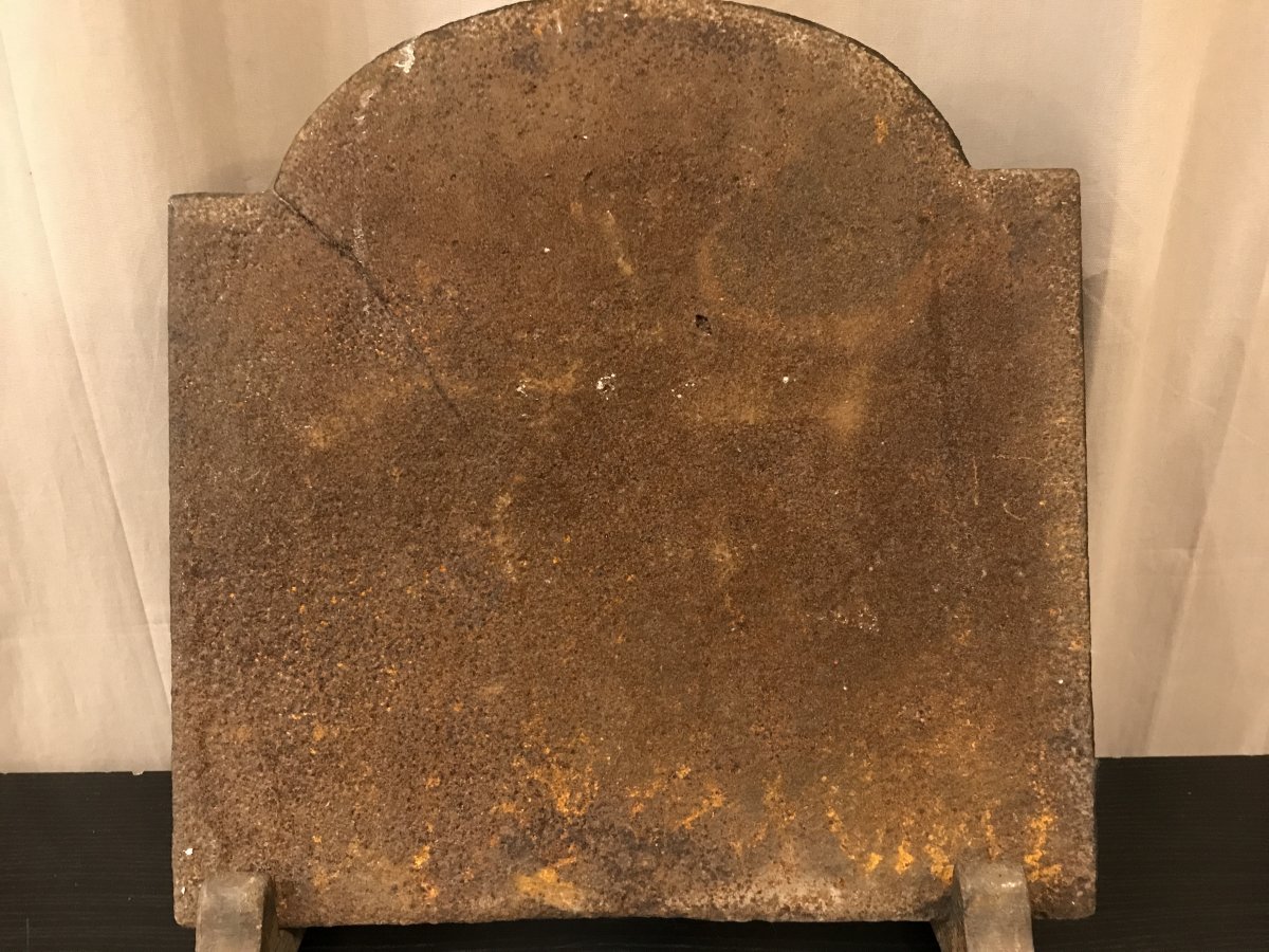 Antique 18th Century Cast Iron Fireplace Plate-photo-4