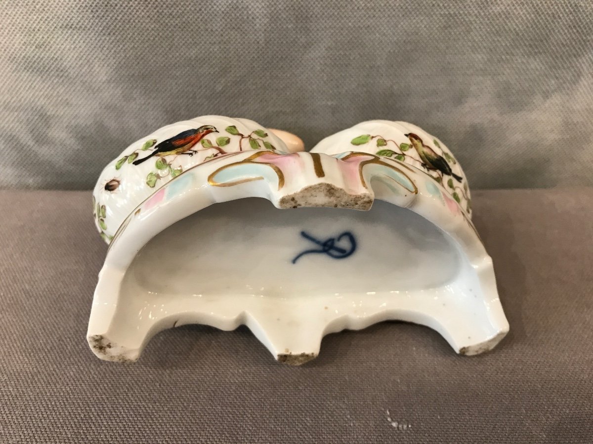 18th Century Porcelain Saleron Bird Decor-photo-7