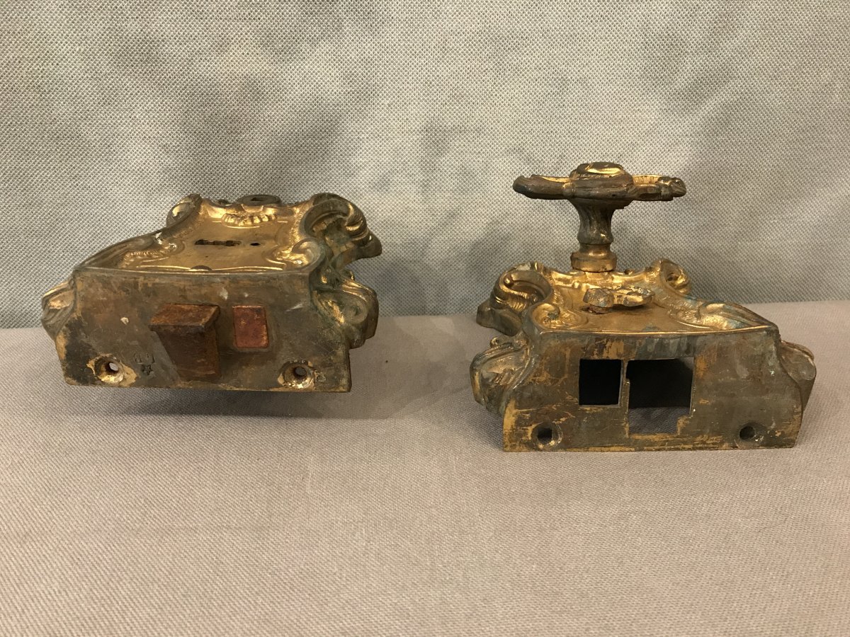 19th Century Gilt Bronze Double Lock-photo-4