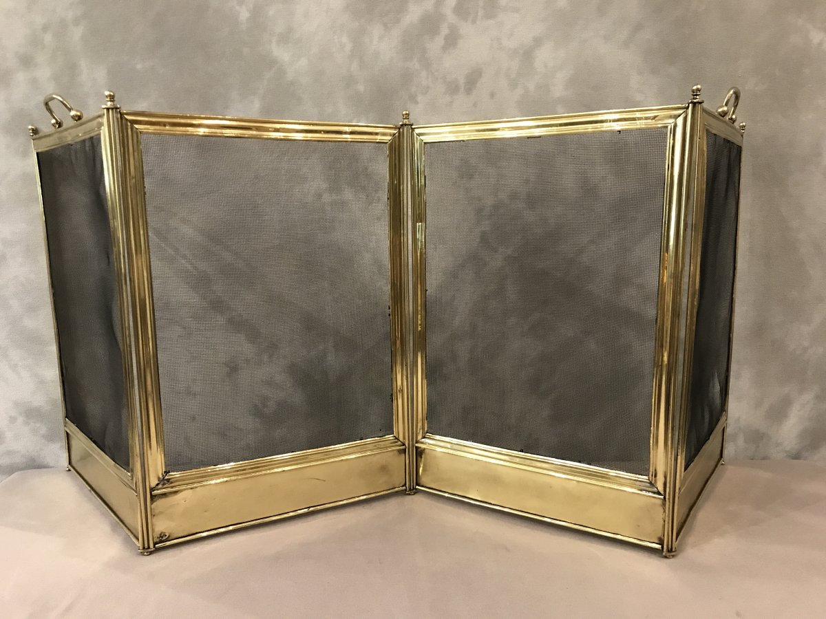 Antique Charles X 19th Century Brass Fire Screen