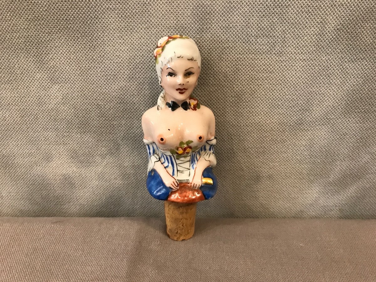 19th Century Porcelain Flirty Bottle Cap-photo-4