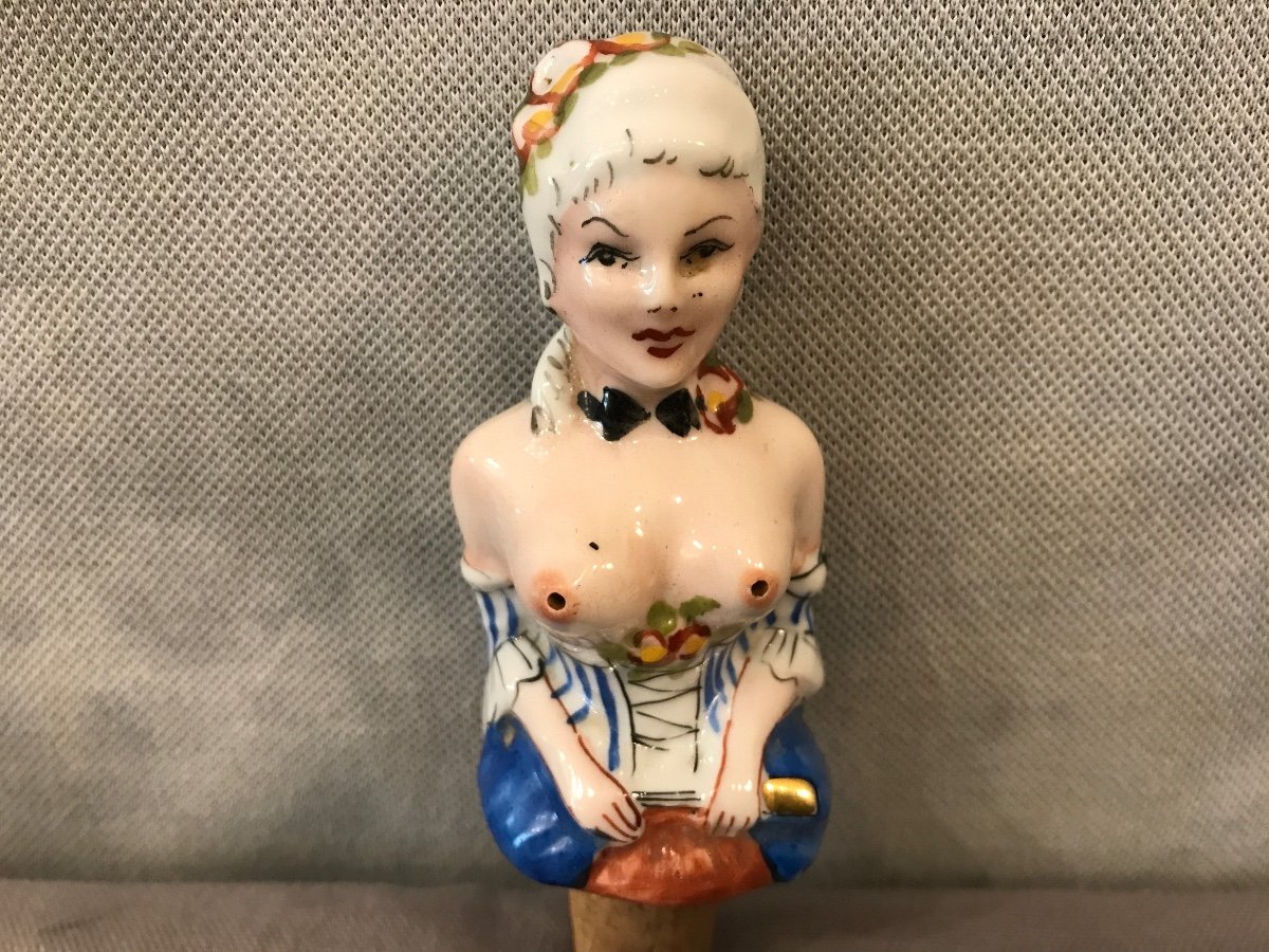 19th Century Porcelain Flirty Bottle Cap-photo-1